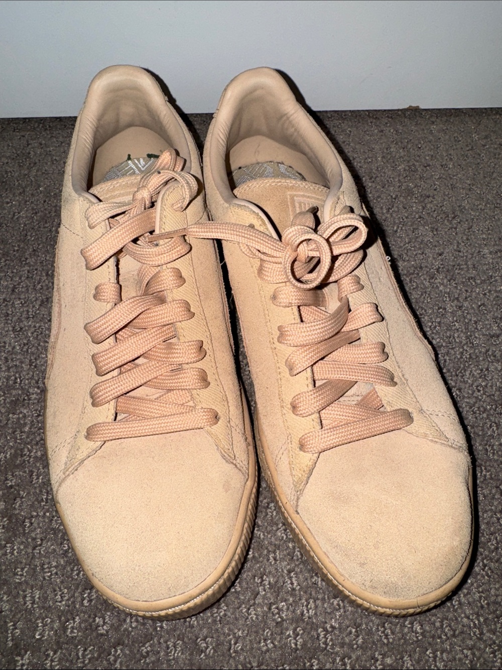 Mens Puma Suede Platform Sneakers in Light Tan - Picture 2 of 5
